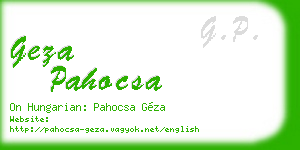 geza pahocsa business card